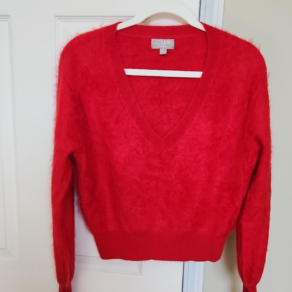 J. Crew V-Neck Sweater in Bold Red